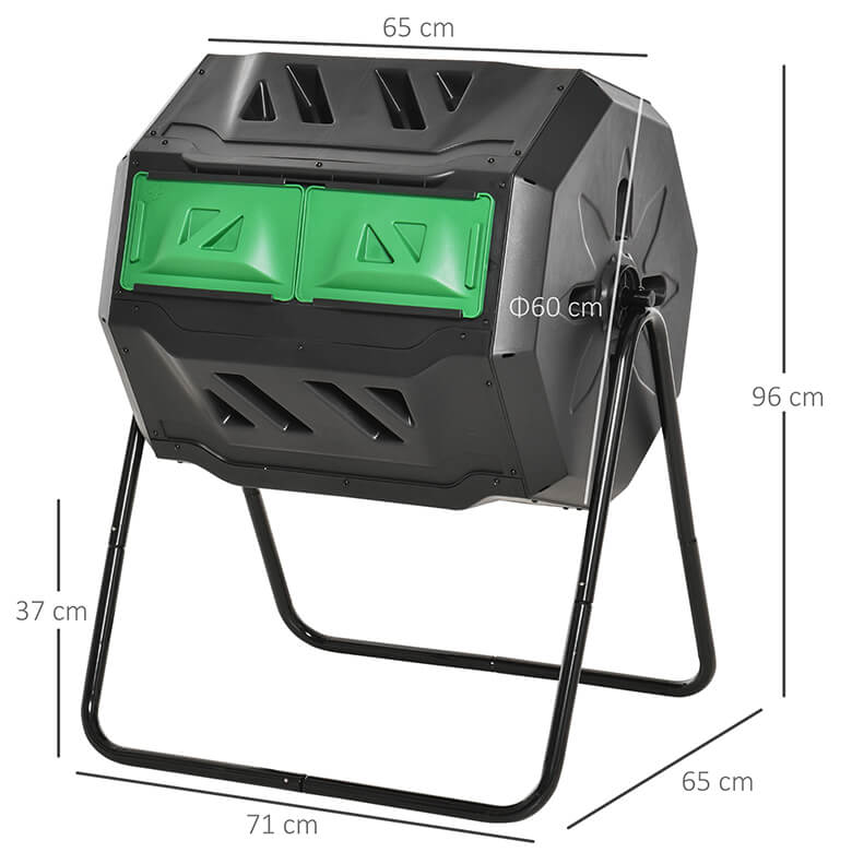 Tumbling Composter – Wender-Komposter Mit 2 Kammern, Schnelle Kompostierung