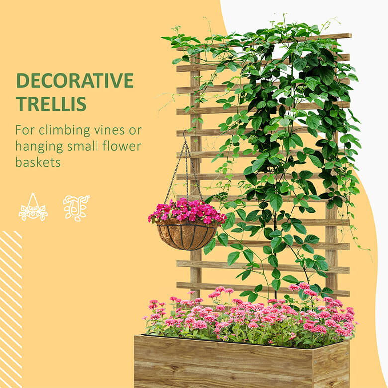 Topeakmart Raised Garden Bed With Trellis And Wheels – Mobile Vertical Planter Box For Climbing Vines
