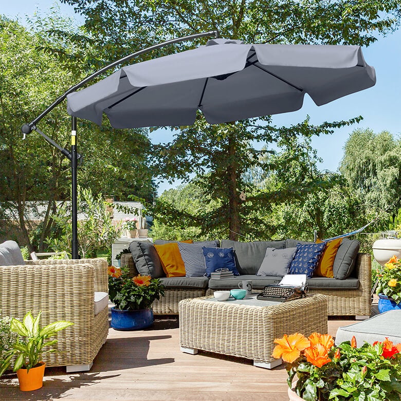 costway patio umbrella base 4-Piece 20L Cantilever Offset Patio Umbrella Base