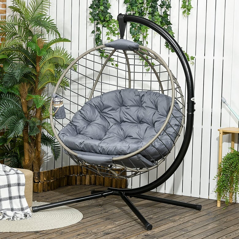 hanging egg chair with cup holder
