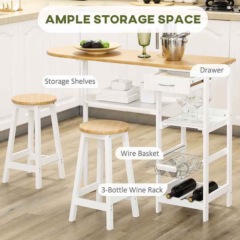 White kitchen bar table top