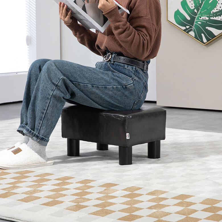 オットマン・スツール ottoman leather footstool PU Leather Footstool - Brown | Coopers Of Stortford