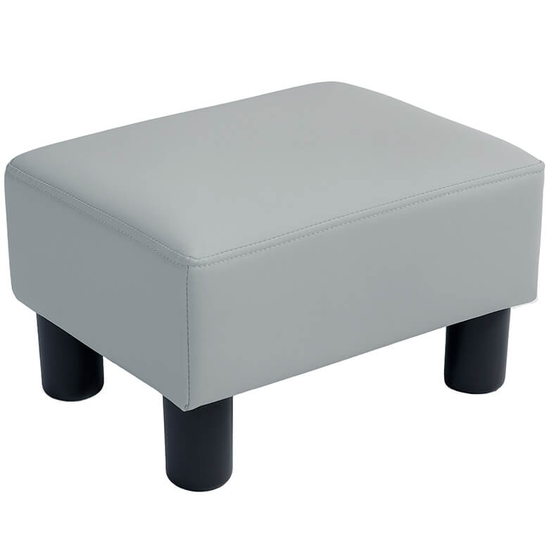PU Leather Footstool - Brown | Coopers Of Stortford