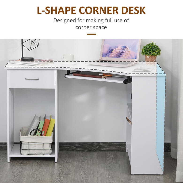 Corner table for computer sales