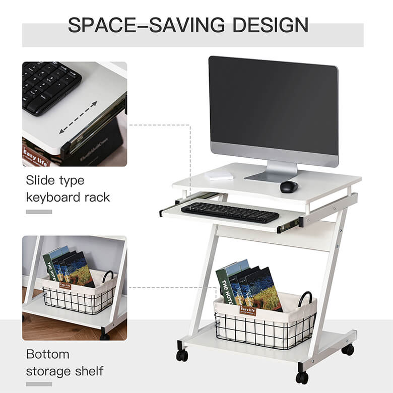 Desk on wheels with storage discount