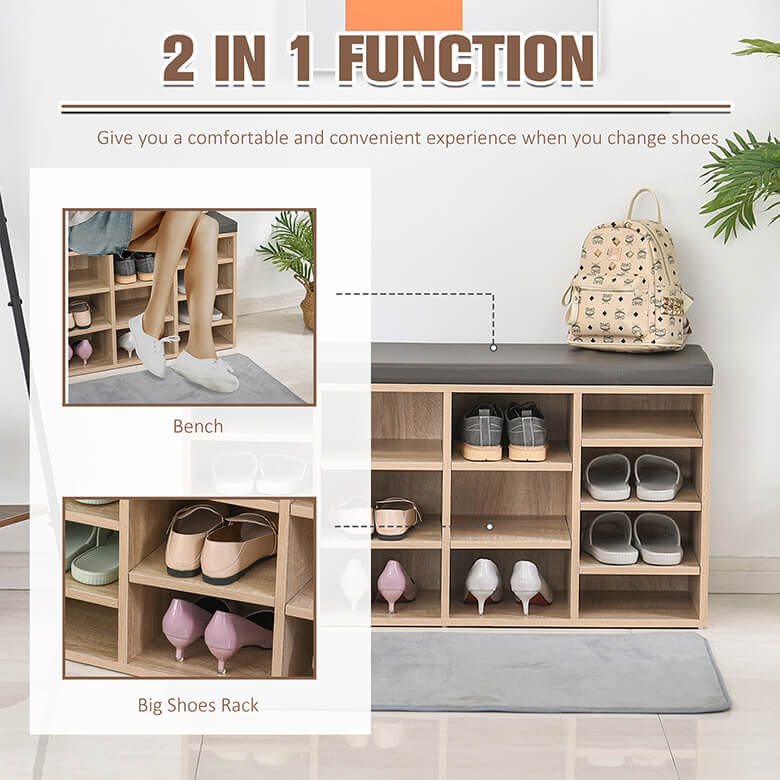 Multi Storage Shoe Rack Natural