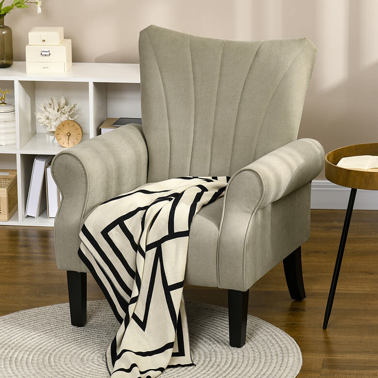 Upholstered Accent Chair with Rolled Arms Beige Coopers Of Stortford