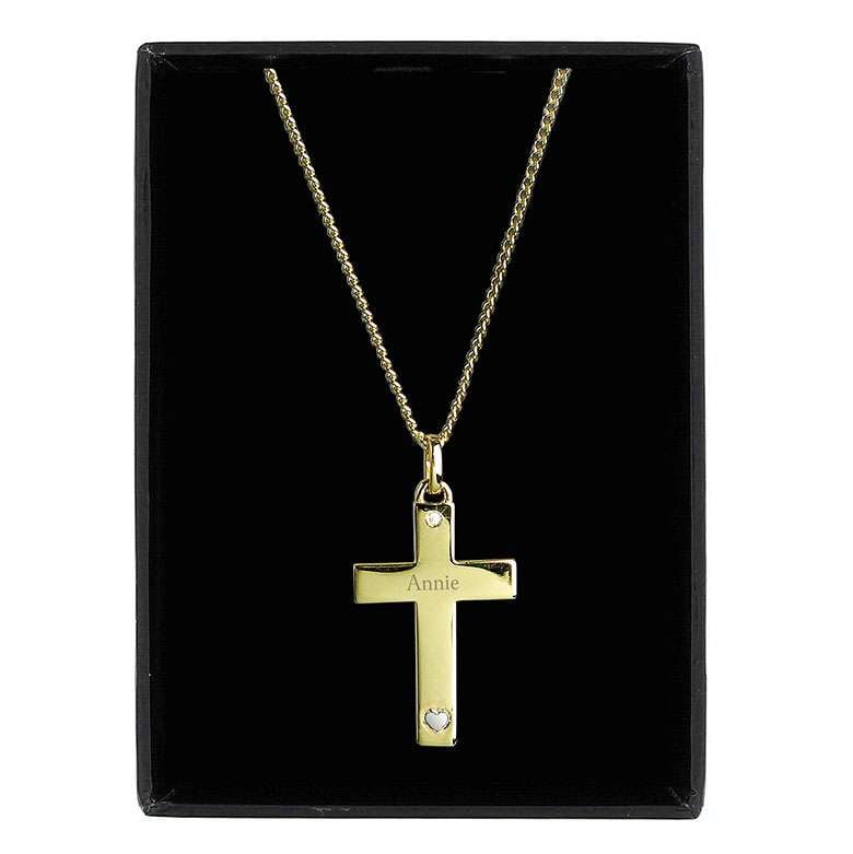 Cross necklace with heart in the middle sales