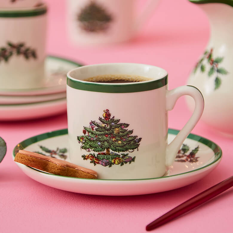 Spode Christmas Tree Set Of 4 Espresso Cups Saucers Coopers Of Stortford