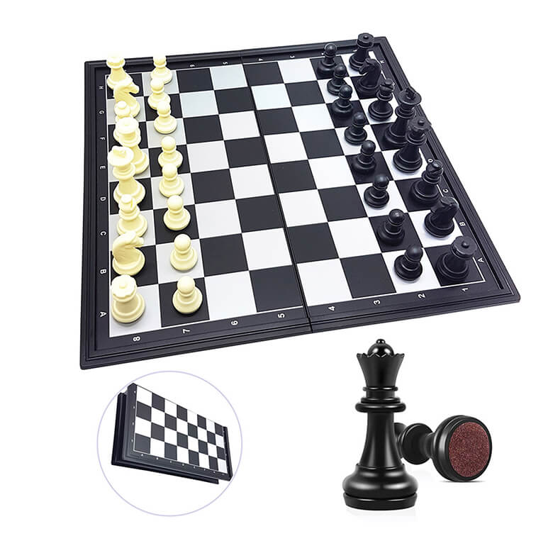 thumbnail image 2 of 2-in-1 Chess And Checkers Game Set, Exqline 9.84" Travel Magnetic Chess Game Set For Adult And Kids, Compact Plastic Folding Portable Chess Board Set For Beginner Tournament, Gold, Board Games - Canada 2 of 12