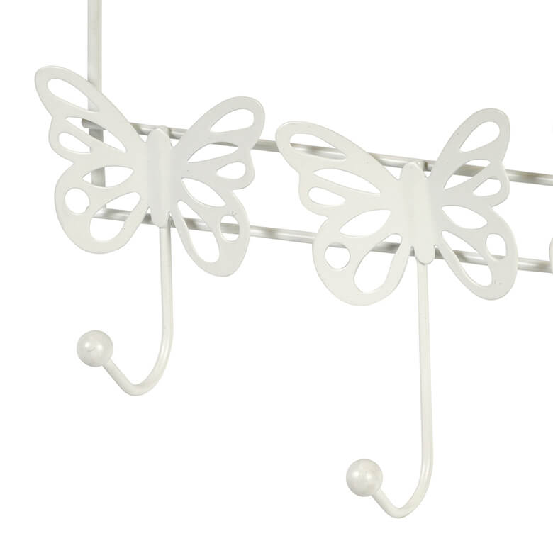 Set of Butterflies White Over Door Storage Hooks Coopers Of