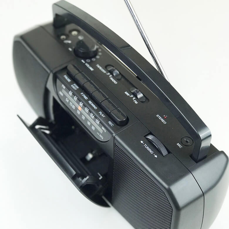 Black Stereo Portable Cassette Player, Recorder and Radio
