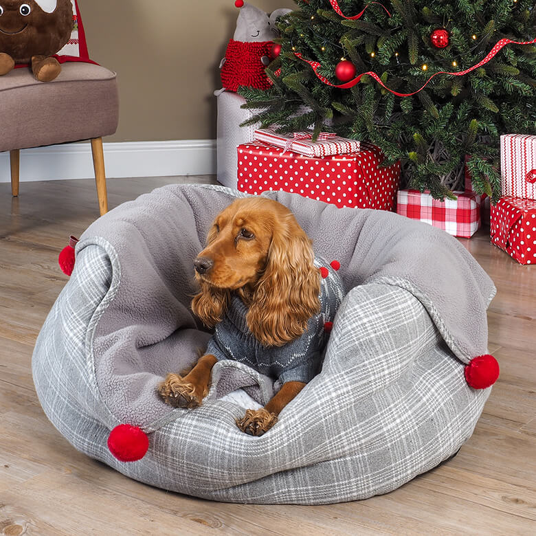 Grey Plaid Oval Dog Bed Coopers Of Stortford