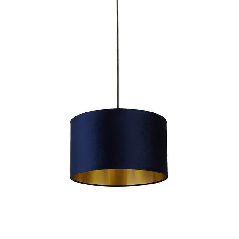 Navy Velvet Drum Shade Gold Inner 40cm Coopers Of Stortford