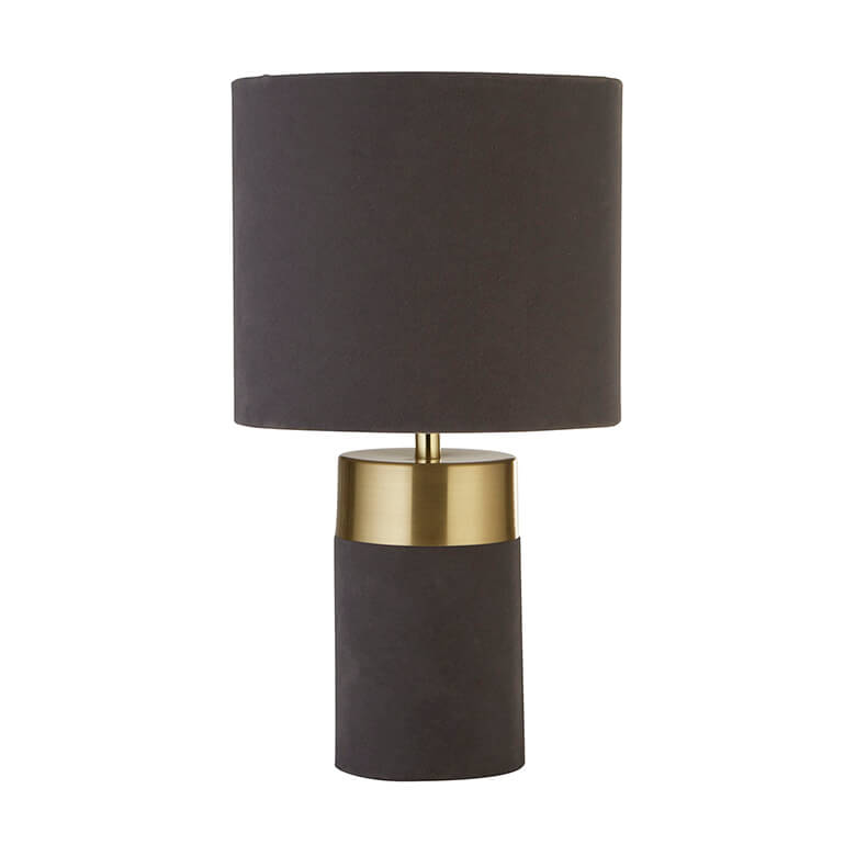 Grey velvet table lamp deals