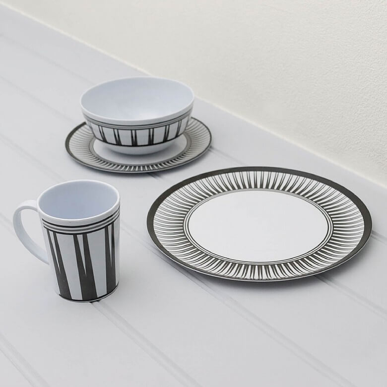 16 Piece Melamine Dinnerware Set Stripe Coopers Of Stortford