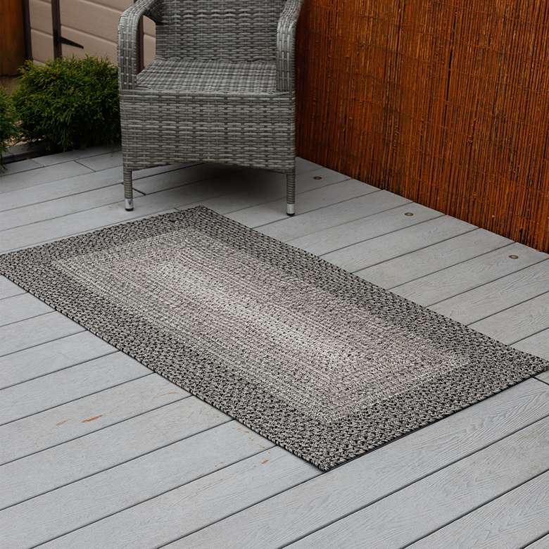Outdoor Jute Effect Rug Light Grey 80 x 150cm Outdoor Rugs Coopers