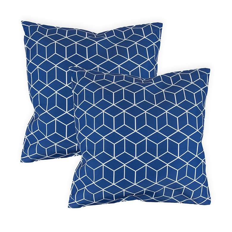 Pair Of Scatter Cushions Cube Blue Coopers Of Stortford