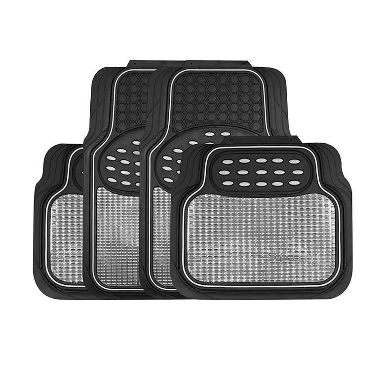thumbnail image 2 of BDK Full Metal Design Heavy Duty Carbon Fiber Style Car Floor Mats - 4-Piece Set (Front & Rear) 2 of 3