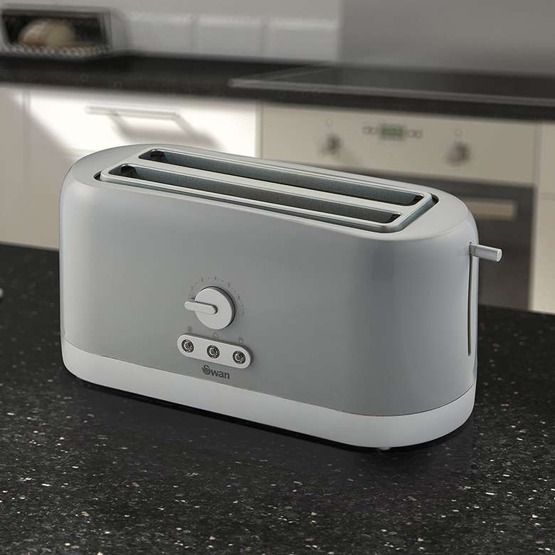 Swan 4 Slice Long Slot Toaster - Grey