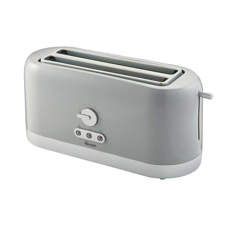 Swan 4 Slice Long Slot Toaster - Grey