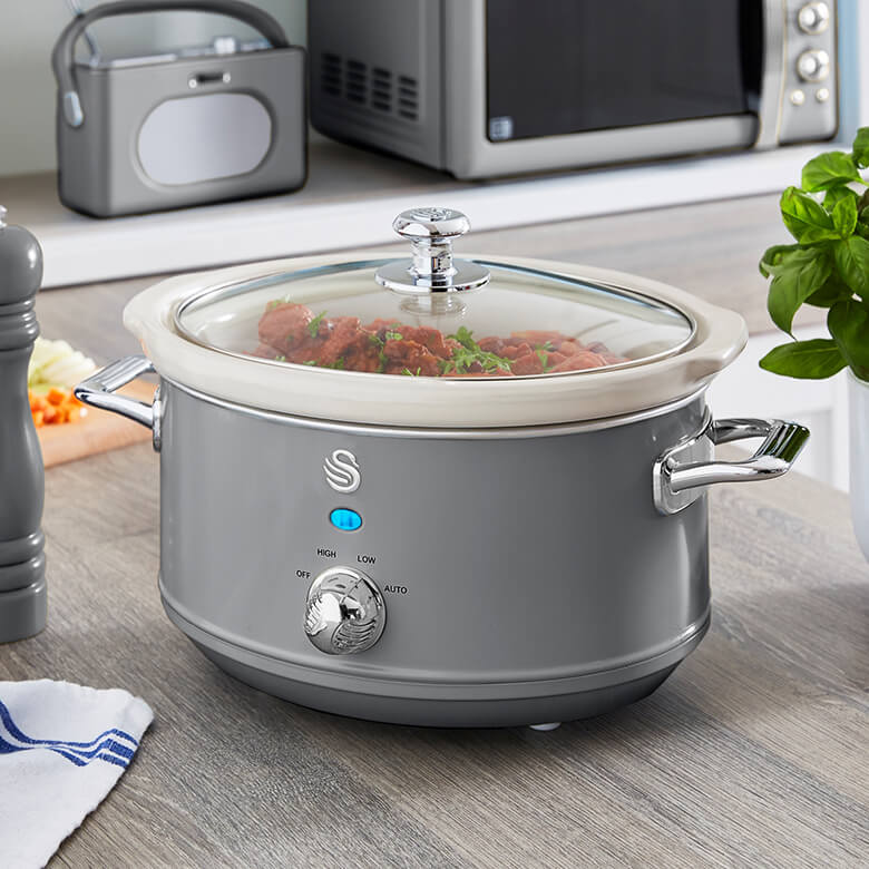 Swan 3.5L Retro Slow Cooker Grey Coopers Of Stortford
