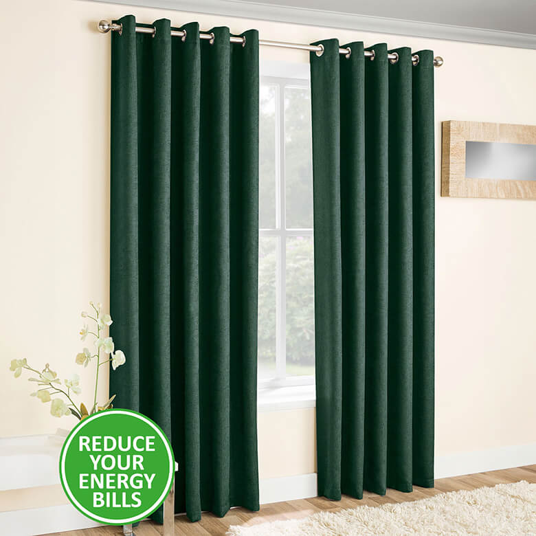Vogue Thermal Blockout Curtain Eyelet Header - Green | Coopers Of