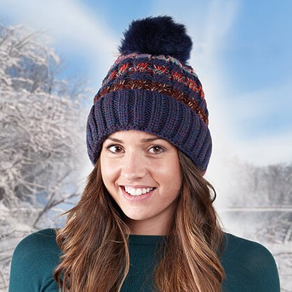 Unisex Striped Bobble Hat