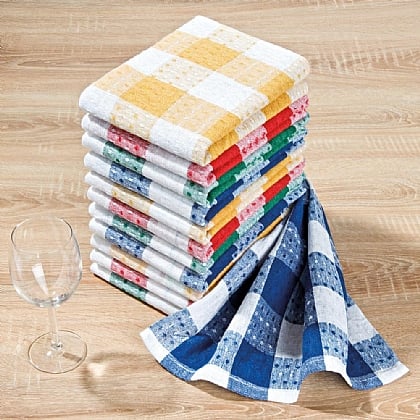 Pack of 12 Check Tea Towels