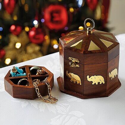 Wooden Elephant Trinket Box