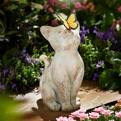 Cat with Solar Butterfly Statue