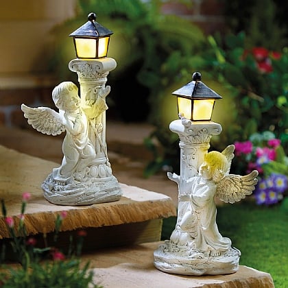 Set of 2 Solar Cherub Lamps