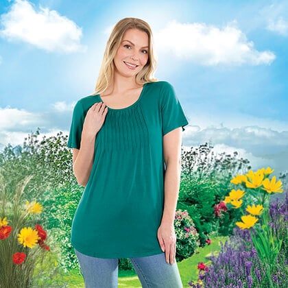 Eofeir Women's Casual V-Neck Tunic Top - Short Sleeve Summer Blouse With Ruffle Sleeves - View #7
