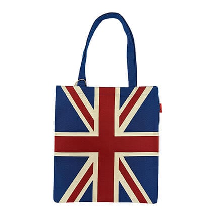 Puckator Borsa di Cotone con Zip, Bandiera del Regno Unito, Union Jack, London, Londra, Tote Bag Università Donna, Shopper