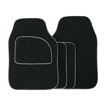 4-Piece Black Deluxe Plush Carpet Floor Mat Set - Universal Fit For Cars, SUVs, Trucks