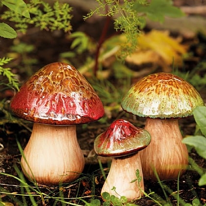 Set of 3 Ceramic Toadstools