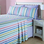 CANDY STRIPE Love2Sleep COT BED BRUSHED COTTON FLANNELETTE SHEET SET 